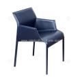 ltalian minimalist blue saddle leather armrest chairs